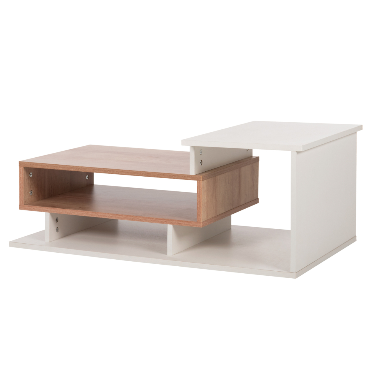 COFFEE TABLE ROSAMUND HM8868.11 MELAMINE IN WHITE and NATURAL 90x50x24,5-35Hcm. [4]