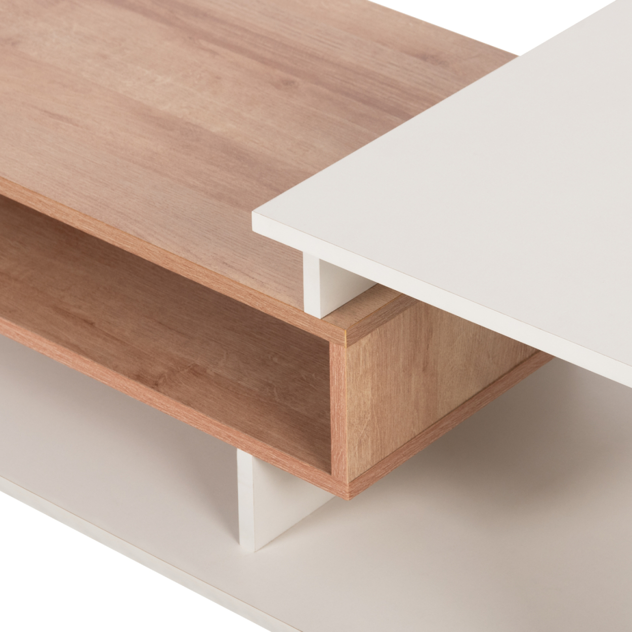 COFFEE TABLE ROSAMUND HM8868.11 MELAMINE IN WHITE and NATURAL 90x50x24,5-35Hcm. [7]