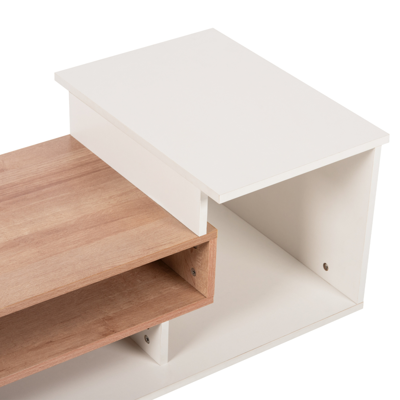 COFFEE TABLE ROSAMUND HM8868.11 MELAMINE IN WHITE and NATURAL 90x50x24,5-35Hcm. [5]