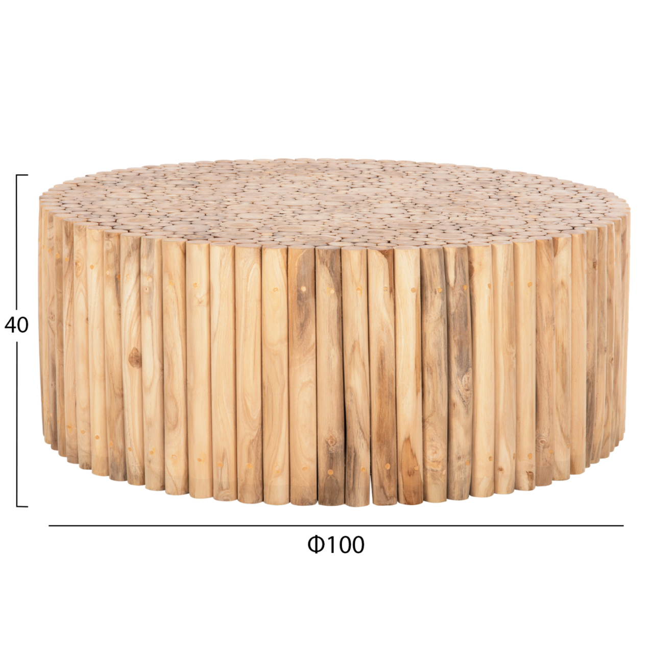 COFFEE TABLE ROUND COOTER HM9862 TEAK BRANCHES- NATURAL Φ100x40Hcm. [2]