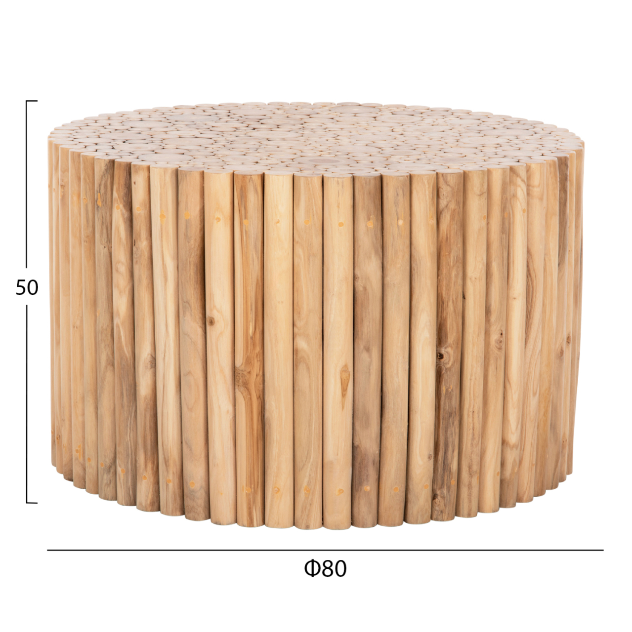 COFFEE TABLE ROUND COOTER HM9863 TEAK BRANCHES- NATURAL Φ80x50Hcm. [2]