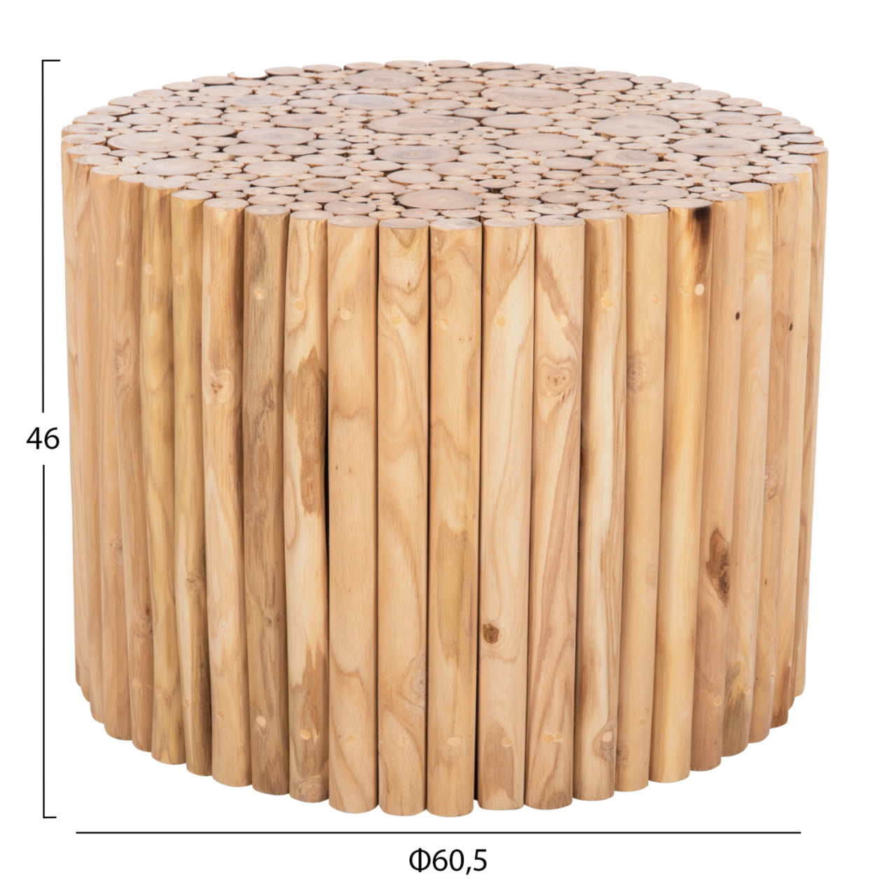 COFFEE TABLE ROUND COOTER HM9864 TEAK BRANCHES- NATURAL Φ60,5x46Hcm. [2]