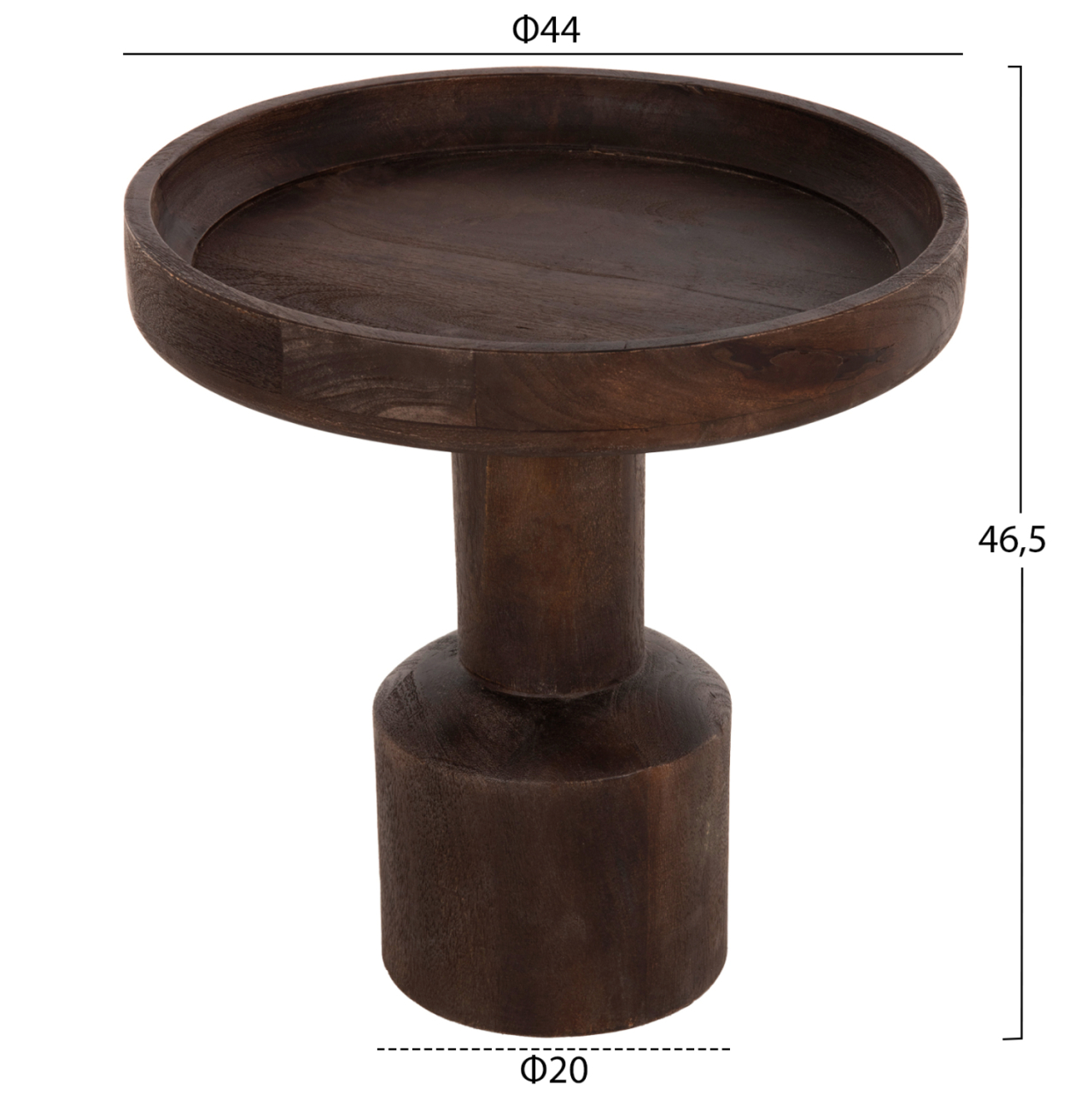 COFFEE TABLE ROUND CRAMM HM9700 SOLID MANGO WOOD IN DARK BROWN Φ45x47Hcm. [2]