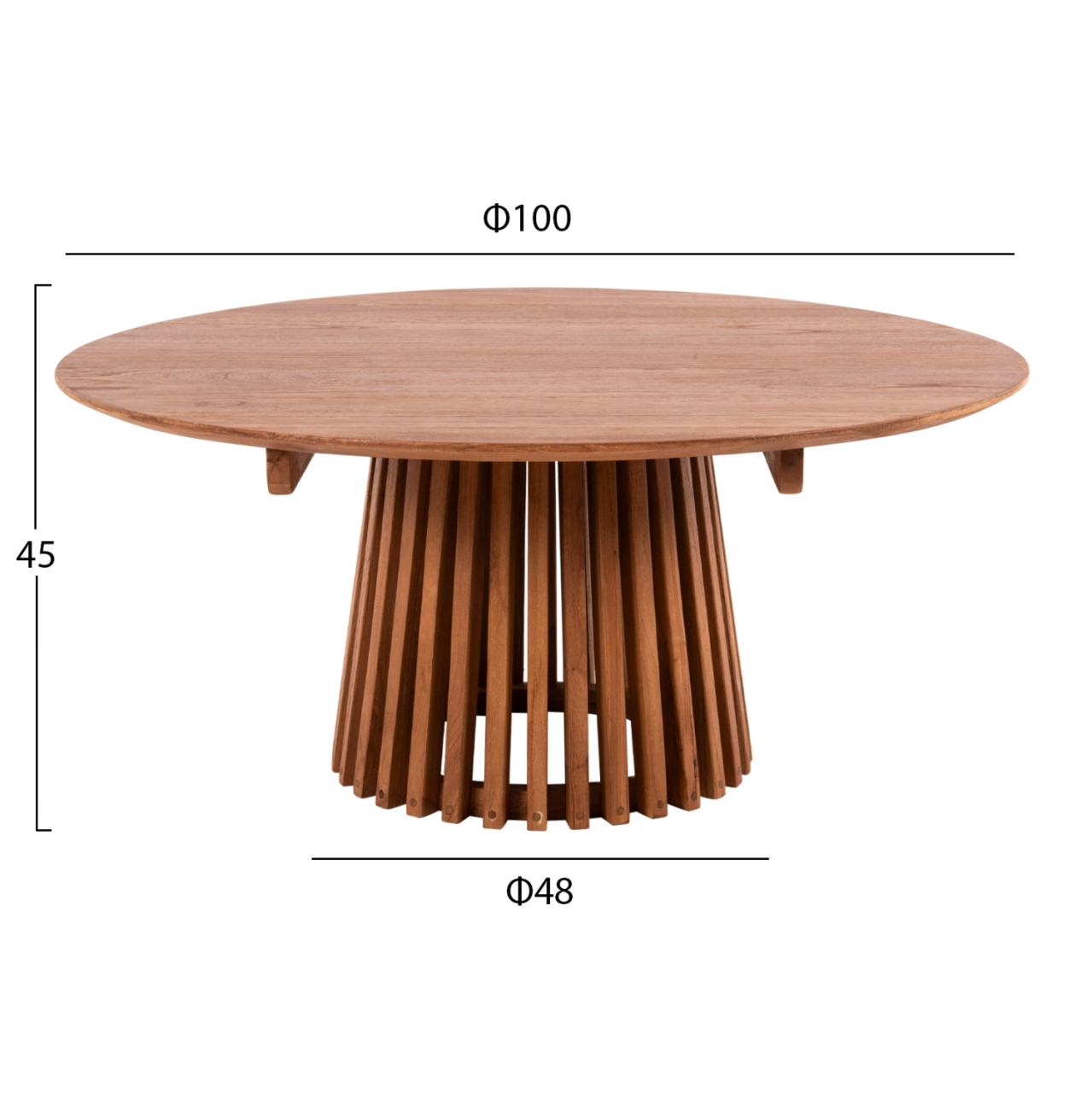 COFFEE TABLE ROUND FRANTZ HM9523.11 SOLID MINDI WOOD-NATURAL Φ100X45Hcm. [2]