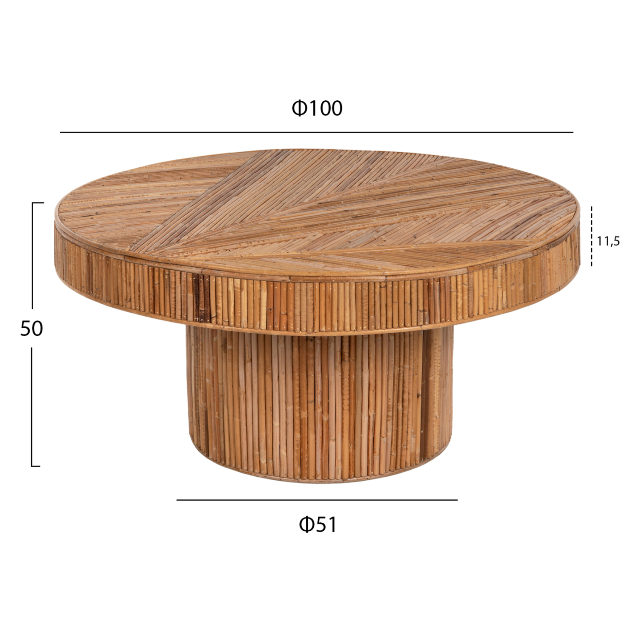 COFFEE TABLE ROUND GATSBY HM9651 RATTAN IN NATURAL COLOR Φ100x50Hcm. [2]