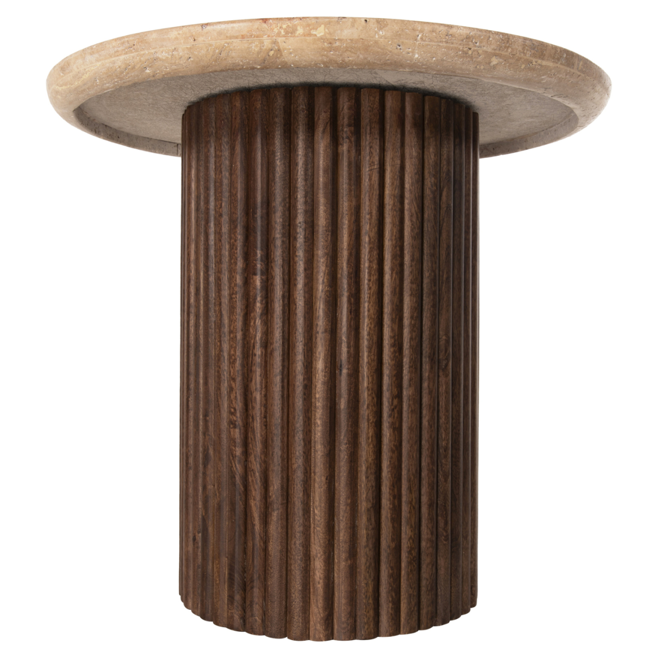 COFFEE TABLE ROUND GLADYS HM9714 SOLID MANGO WOOD-WHITE TRAVERTINE Φ55x50Hcm. [4]