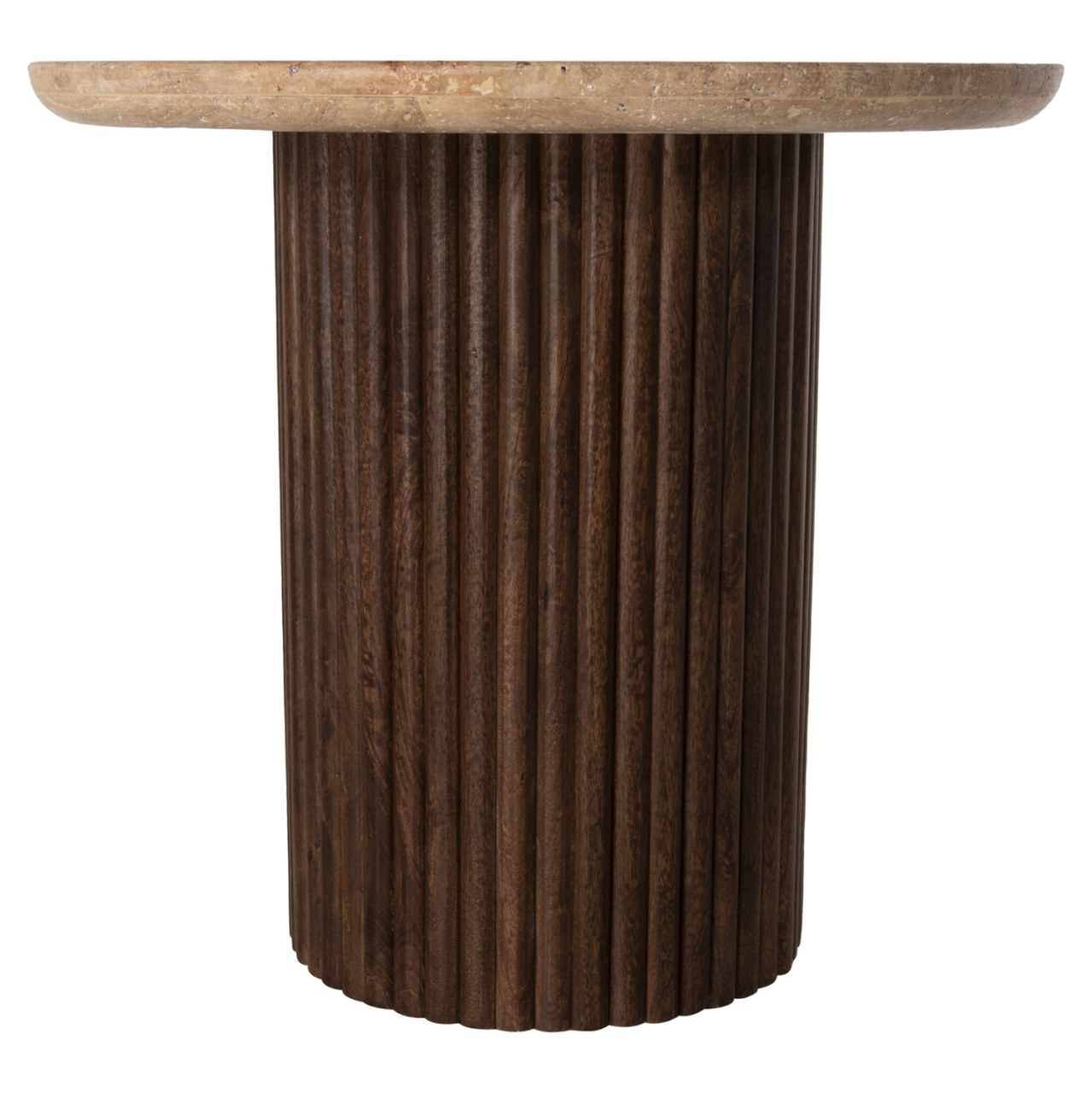 COFFEE TABLE ROUND GLADYS HM9714 SOLID MANGO WOOD-WHITE TRAVERTINE Φ55x50Hcm. [3]