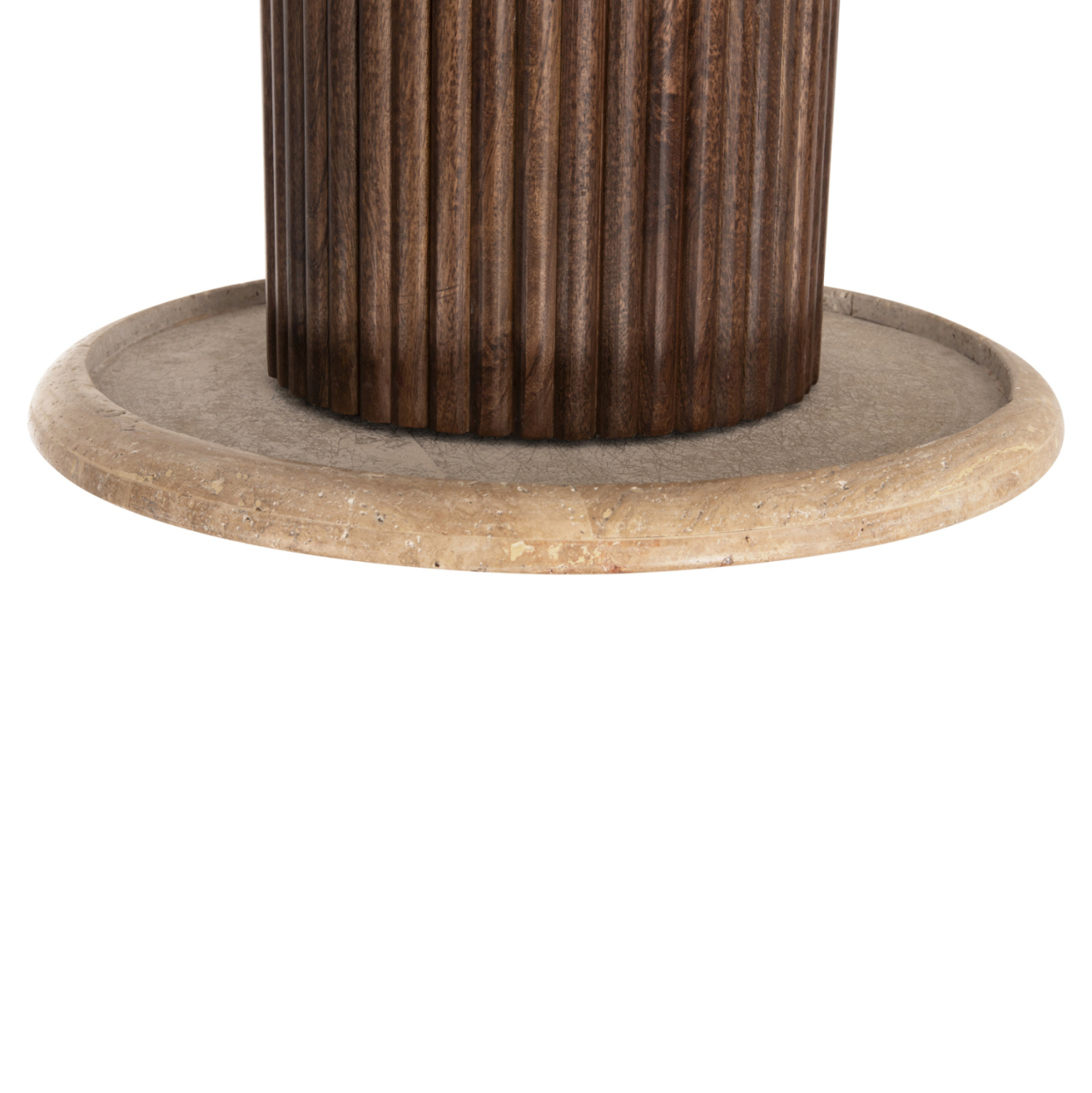 COFFEE TABLE ROUND GLADYS HM9714 SOLID MANGO WOOD-WHITE TRAVERTINE Φ55x50Hcm. [6]