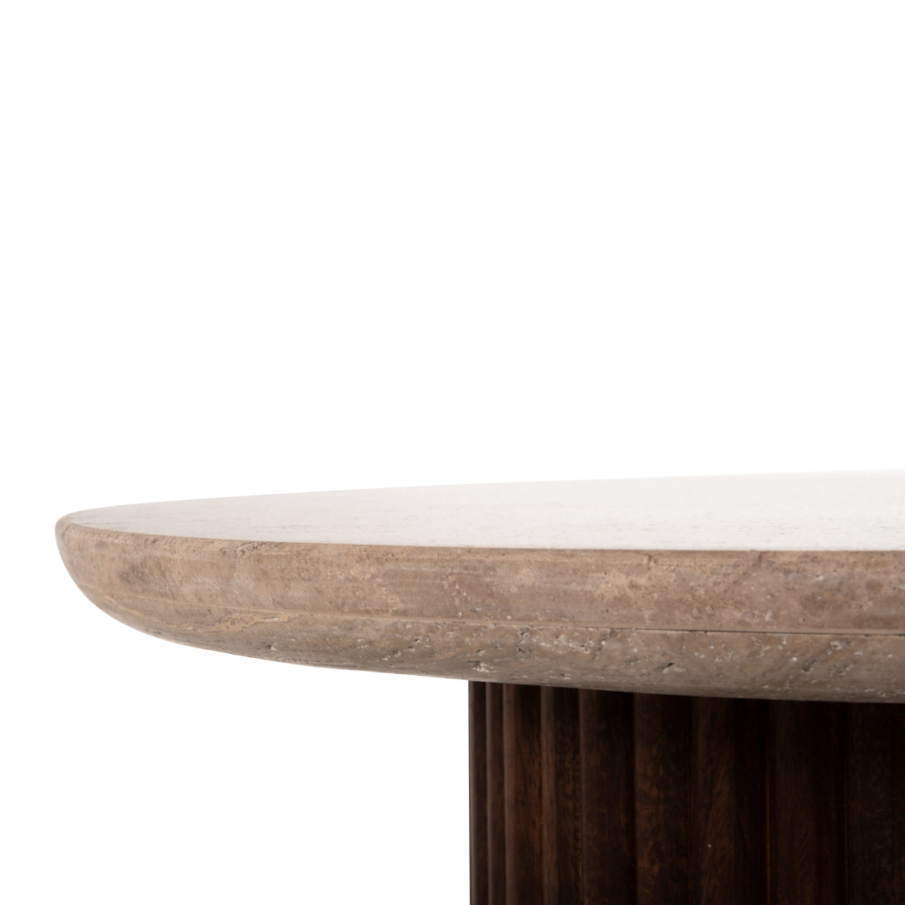COFFEE TABLE ROUND GLADYS HM9714 SOLID MANGO WOOD-WHITE TRAVERTINE Φ55x50Hcm. [7]
