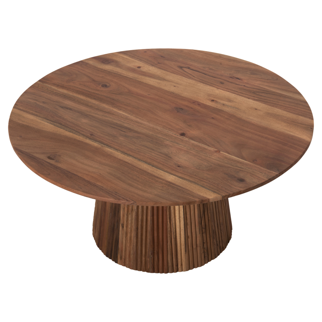 COFFEE TABLE ROUND GROOT HM9697 SOLID ACACIA WOOD IN NATURAL COLOR Φ80x48Hcm. [4]