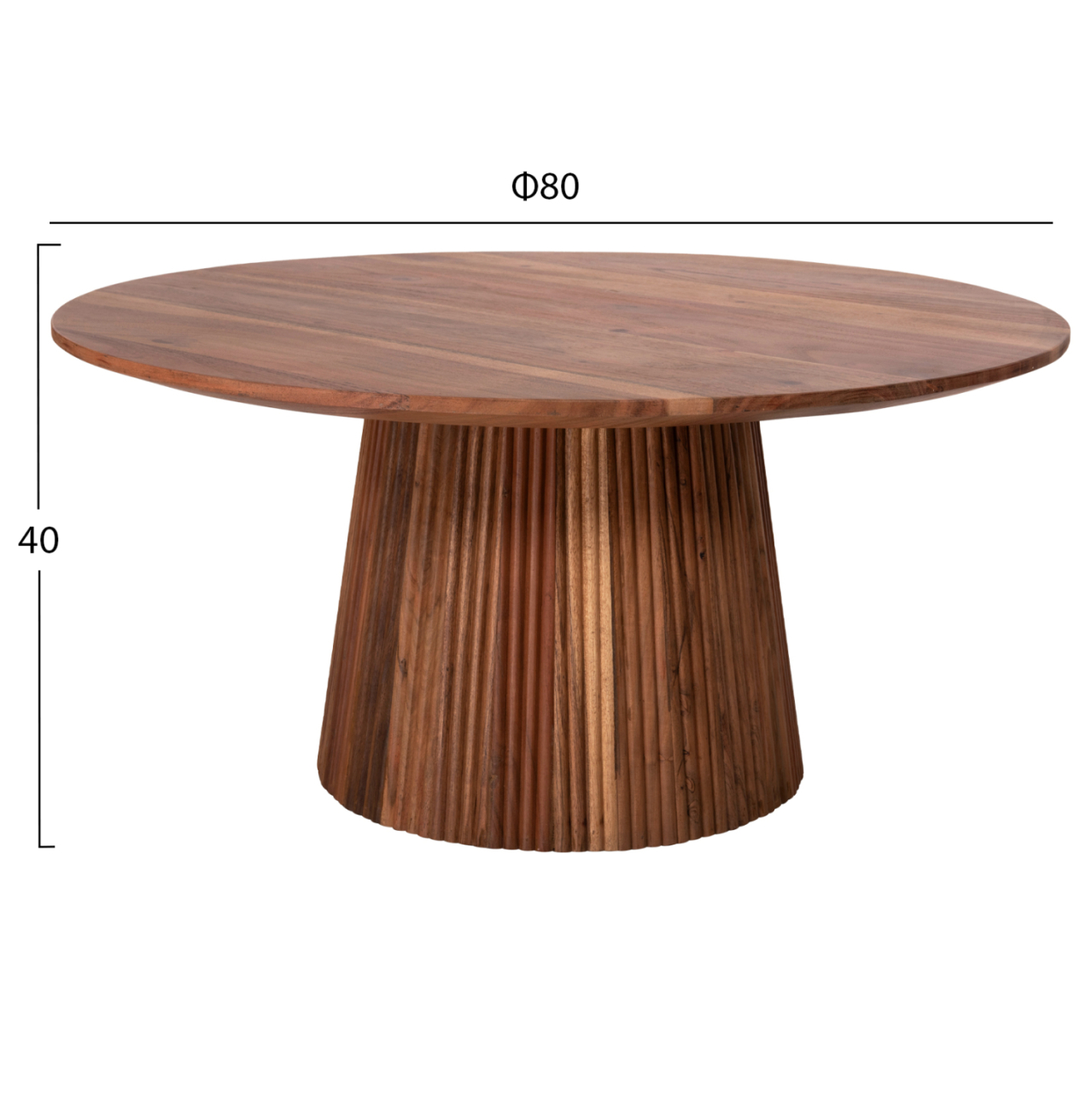 COFFEE TABLE ROUND GROOT HM9697 SOLID ACACIA WOOD IN NATURAL COLOR Φ80x48Hcm. [2]