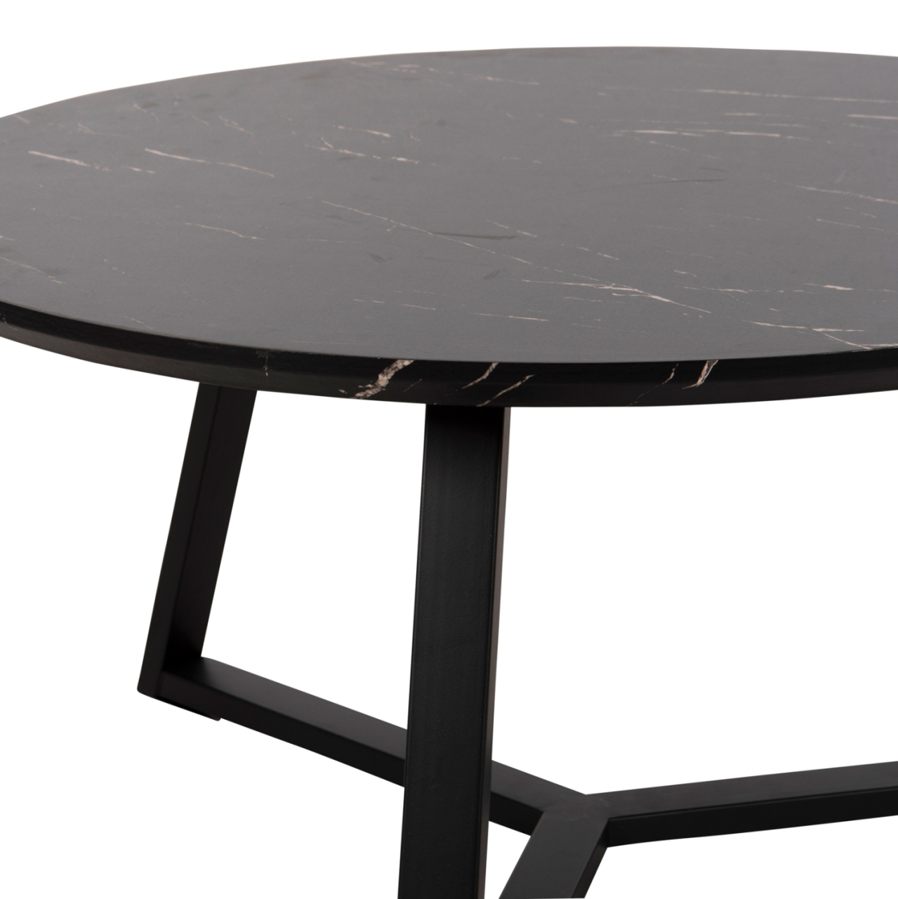 COFFEE TABLE ROUND HM9586.01 MDF BLACK MARBLE-BLACK TEXTURED METAL BASE Φ80x42Hcm. [5]