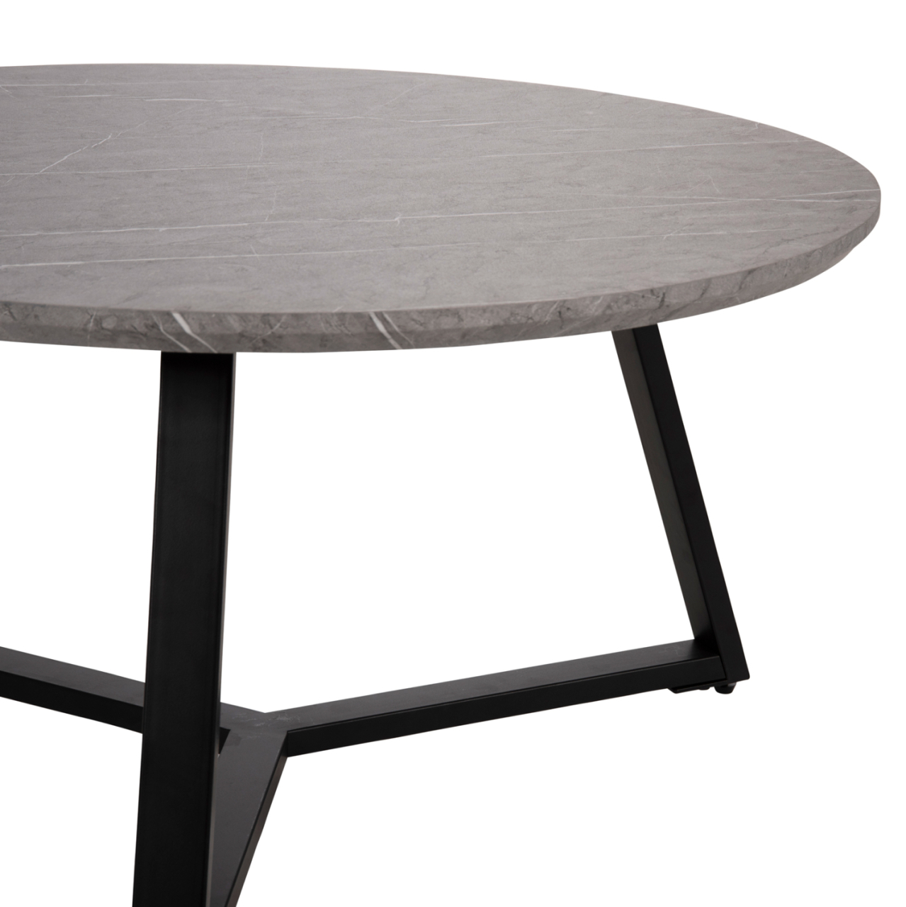 COFFEE TABLE ROUND HM9586.02 MDF GREY MARBLE-BLACK TEXTURED METAL BASE Φ80x42Hcm. [4]