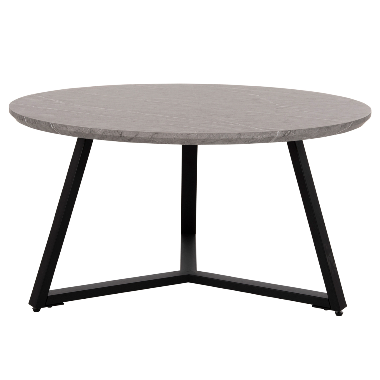 COFFEE TABLE ROUND HM9586.02 MDF GREY MARBLE-BLACK TEXTURED METAL BASE Φ80x42Hcm. [3]