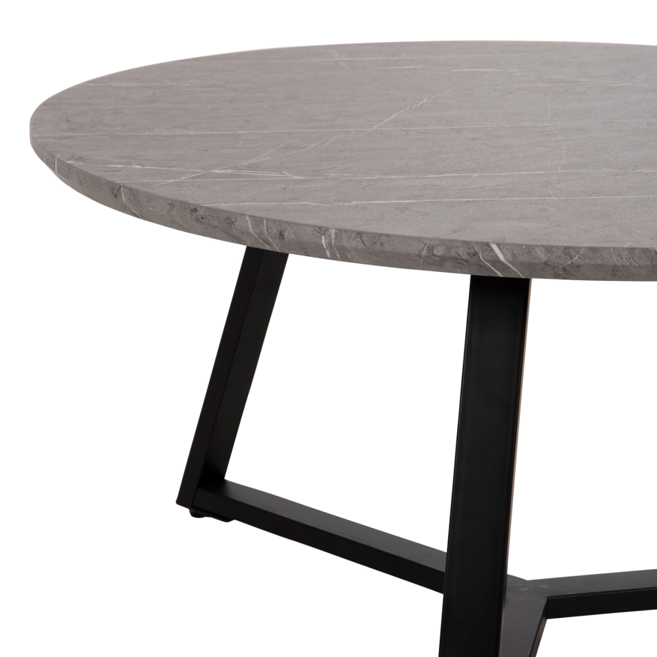COFFEE TABLE ROUND HM9586.02 MDF GREY MARBLE-BLACK TEXTURED METAL BASE Φ80x42Hcm. [6]