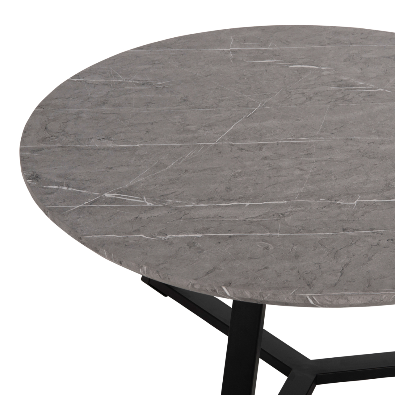 COFFEE TABLE ROUND HM9586.02 MDF GREY MARBLE-BLACK TEXTURED METAL BASE Φ80x42Hcm. [5]