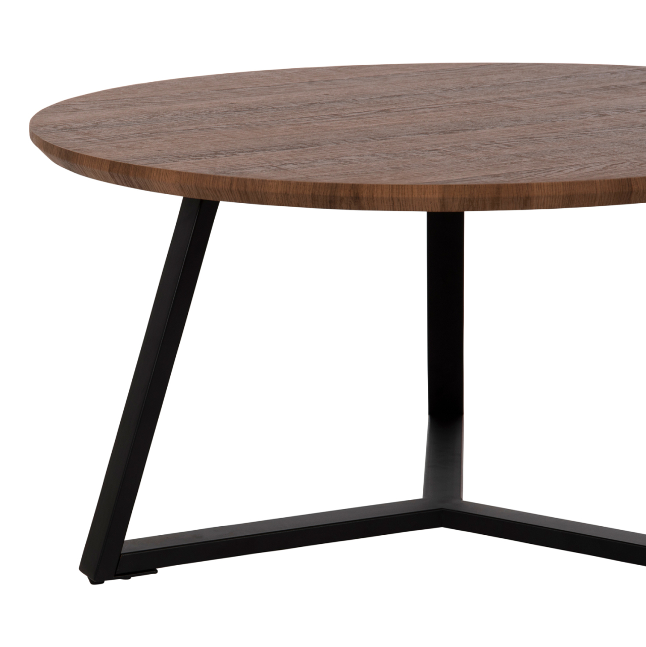 COFFEE TABLE ROUND HM9586.04 MDF WALNUT-BLACK TEXTURED METAL BASE Φ80x42Hcm. [4]
