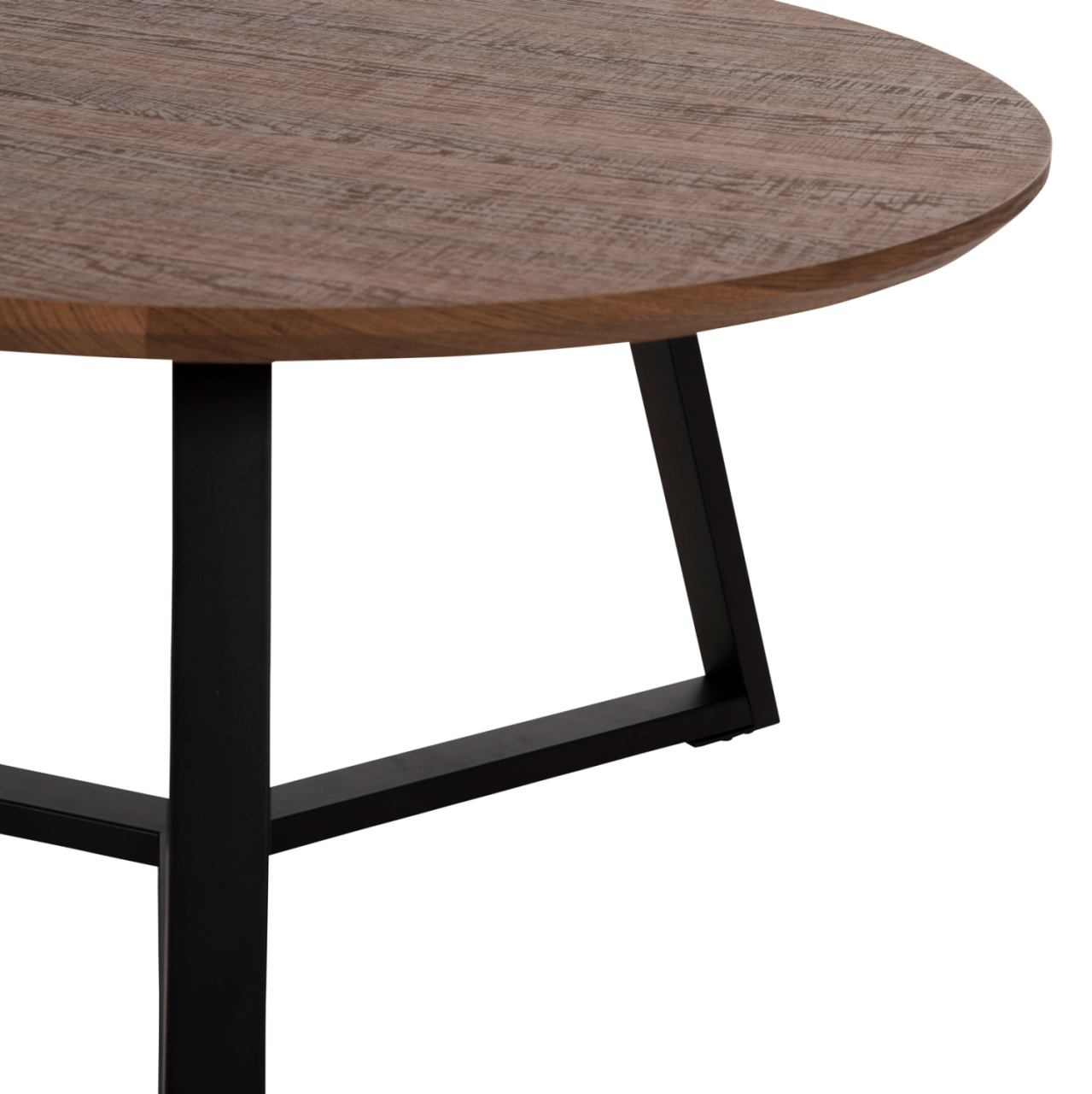 COFFEE TABLE ROUND HM9586.04 MDF WALNUT-BLACK TEXTURED METAL BASE Φ80x42Hcm. [6]