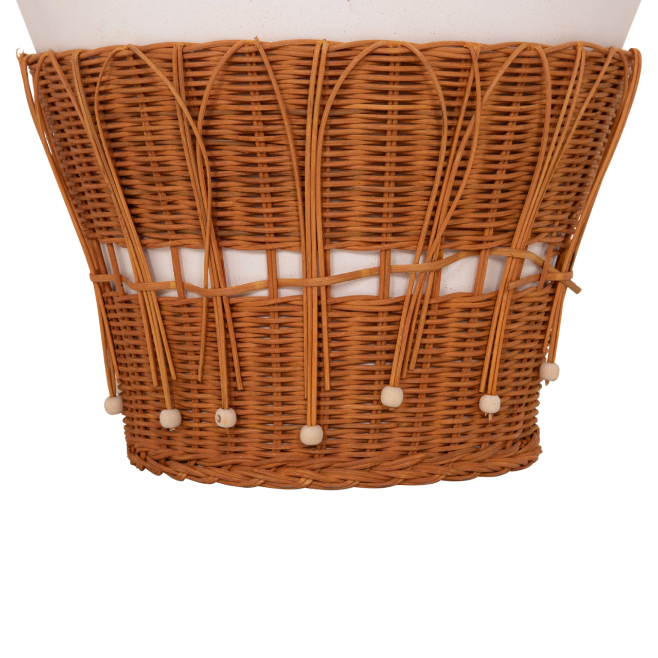 COFFEE TABLE ROUND PERRAL HM18164.02L FIBER CEMENT IN WHITE-NATURAL RATTAN--Φ55x45Hcm. [6]