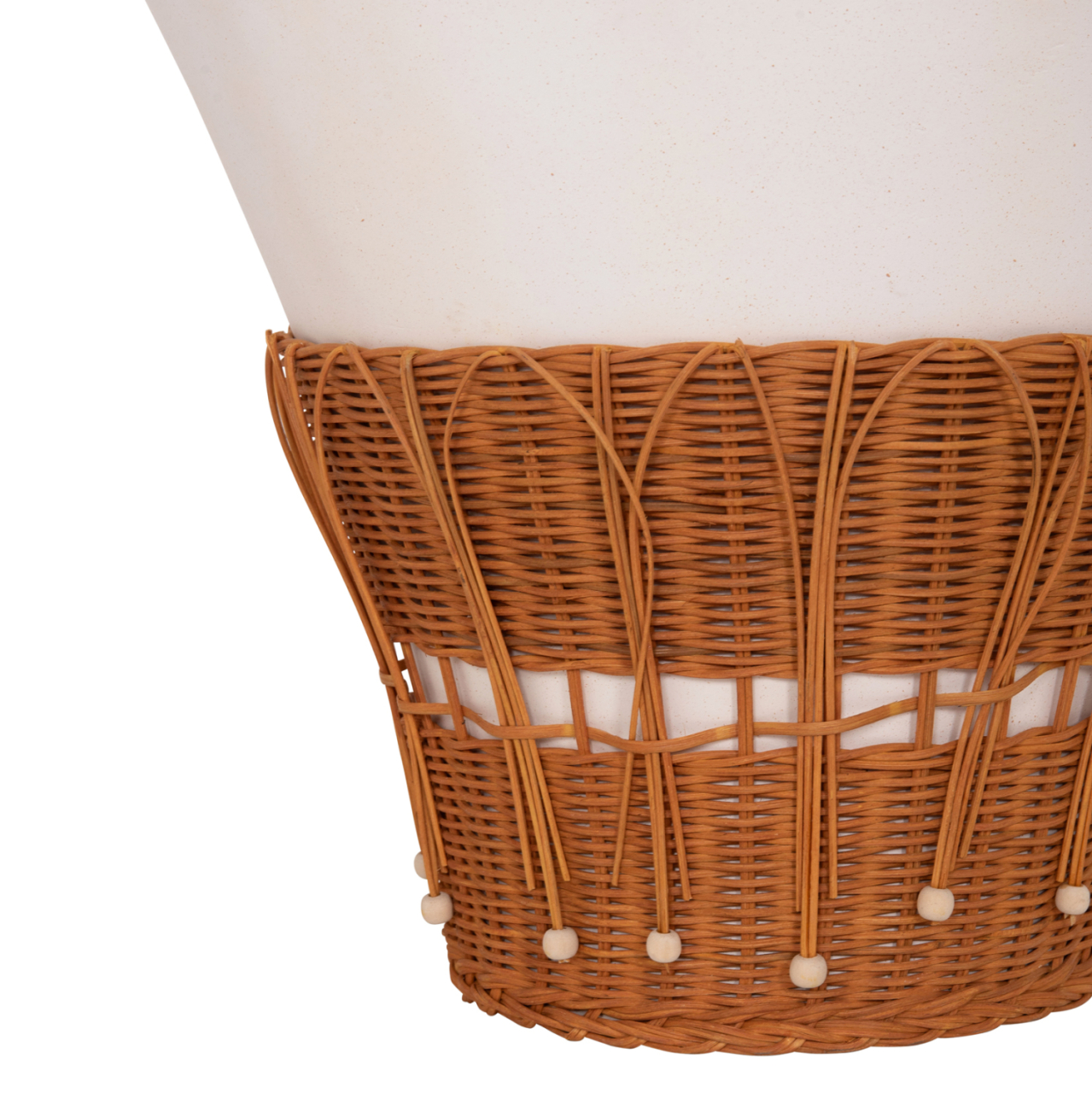 COFFEE TABLE ROUND PERRAL HM18164.02L FIBER CEMENT IN WHITE-NATURAL RATTAN--Φ55x45Hcm. [8]