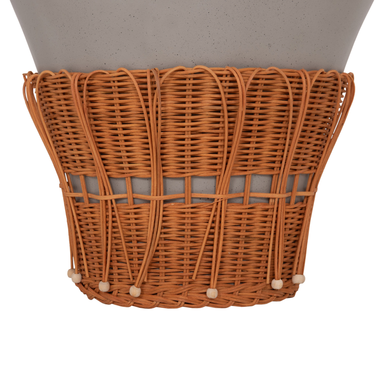 COFFEE TABLE ROUND PERRAL HM18164.03L FIBER CEMENT IN GREY-NATURAL RATTAN--Φ55x45Hcm. [5]