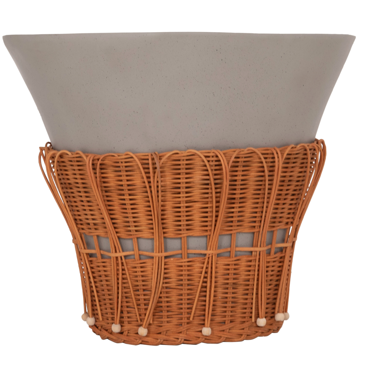 COFFEE TABLE ROUND PERRAL HM18164.03L FIBER CEMENT IN GREY-NATURAL RATTAN--Φ55x45Hcm. [3]