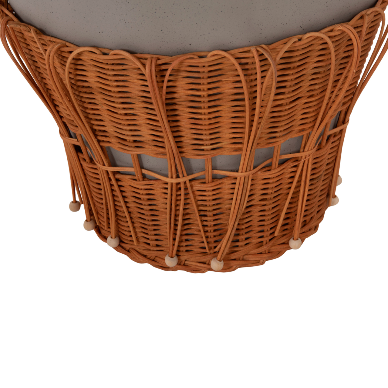 COFFEE TABLE ROUND PERRAL HM18164.03L FIBER CEMENT IN GREY-NATURAL RATTAN--Φ55x45Hcm. [10]