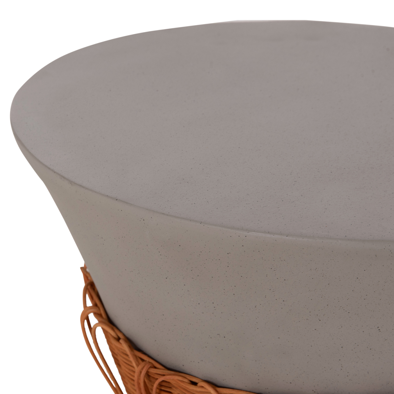 COFFEE TABLE ROUND PERRAL HM18164.03L FIBER CEMENT IN GREY-NATURAL RATTAN--Φ55x45Hcm. [7]