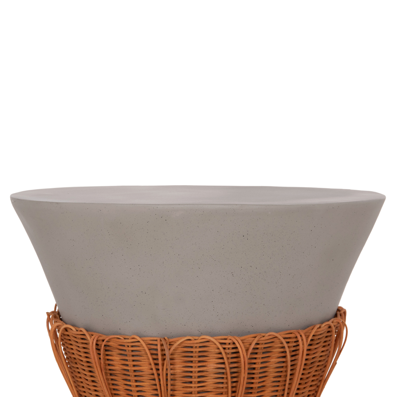 COFFEE TABLE ROUND PERRAL HM18164.03L FIBER CEMENT IN GREY-NATURAL RATTAN--Φ55x45Hcm. [4]