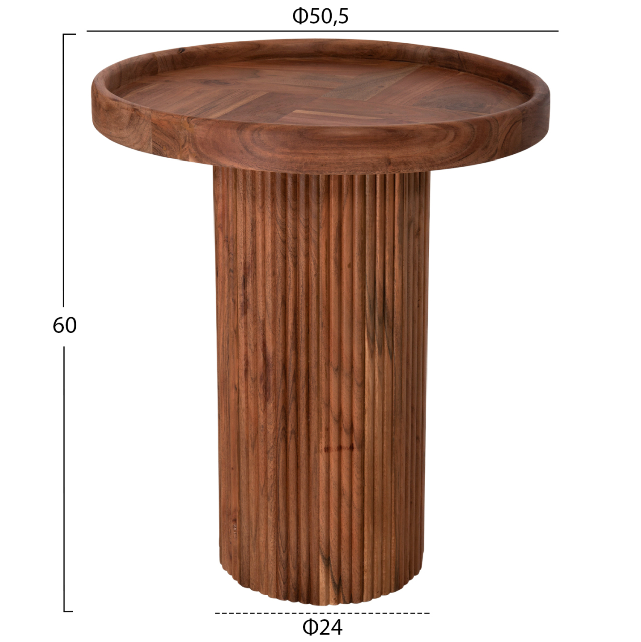 COFFEE TABLE ROUND RAJJEH HM9692 SOLID ACACIA WOOD IN NATURAL Φ50x60Hcm. [2]
