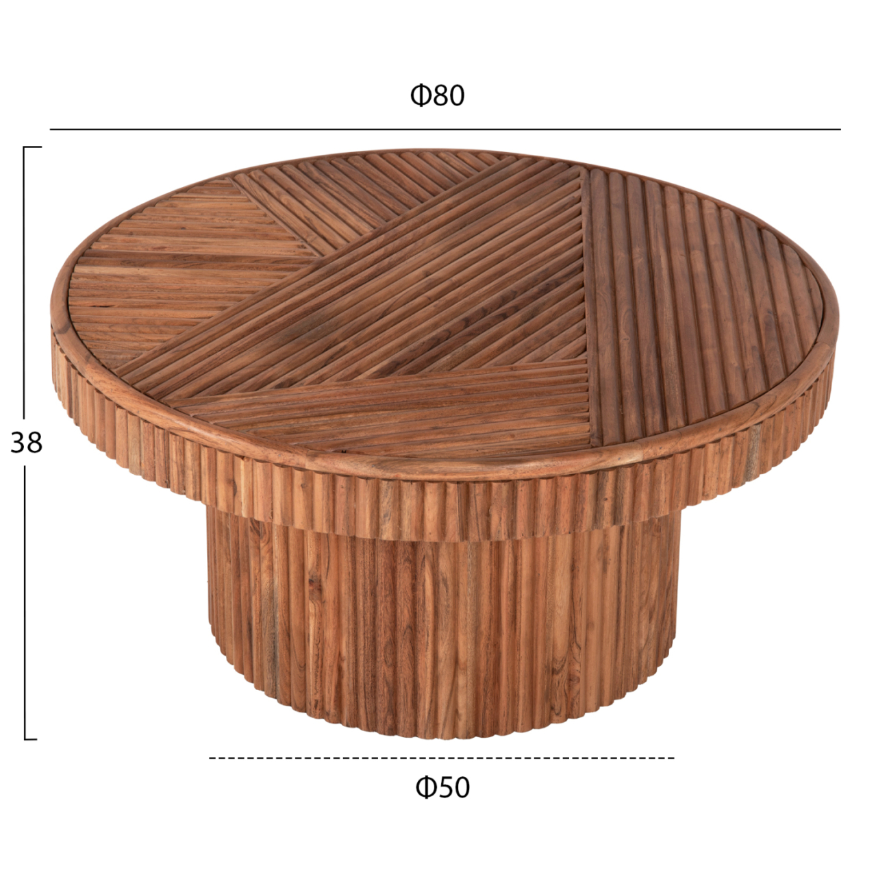 COFFEE TABLE ROUND RANNE HM9694 SOLID ACACIA WOOD IN NATURAL COLOR Φ80x38Hcm. [2]
