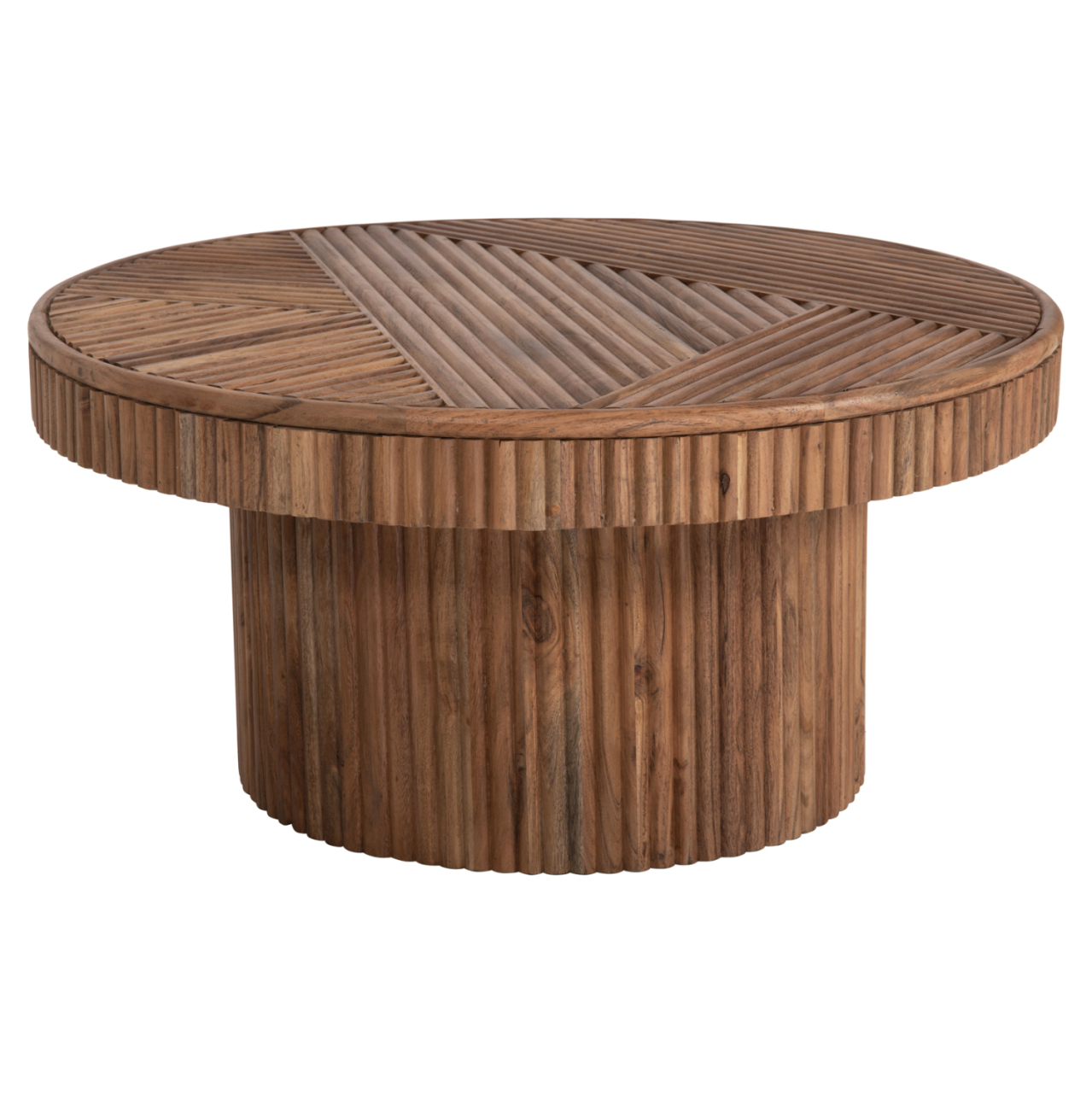COFFEE TABLE ROUND RANNE HM9694 SOLID ACACIA WOOD IN NATURAL COLOR Φ80x38Hcm. [3]