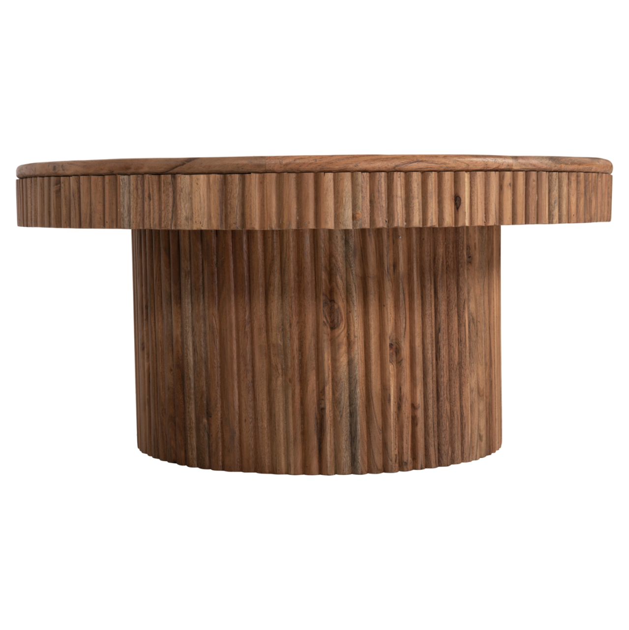 COFFEE TABLE ROUND RANNE HM9694 SOLID ACACIA WOOD IN NATURAL COLOR Φ80x38Hcm. [4]