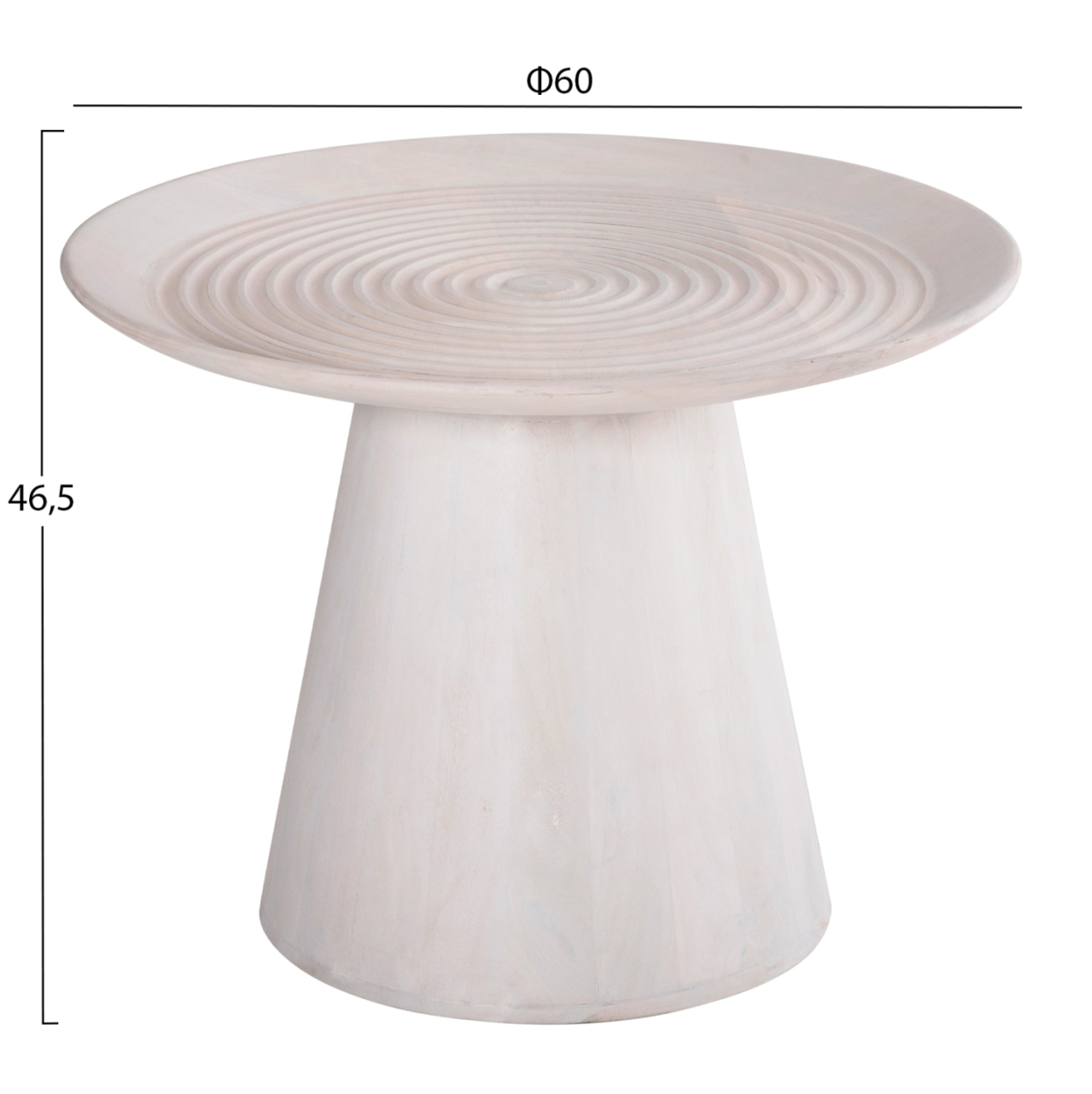 COFFEE TABLE ROUND ROSS HM9709 SOLID MANGO WOOD IN WHITE Φ60x45Hcm. [2]