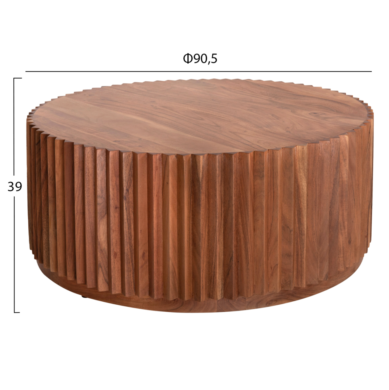COFFEE TABLE ROUND SEDGE HM9695 SOLID ACACIA WOOD-NATURAL COLOR Φ90Χ38Hcm. [2]