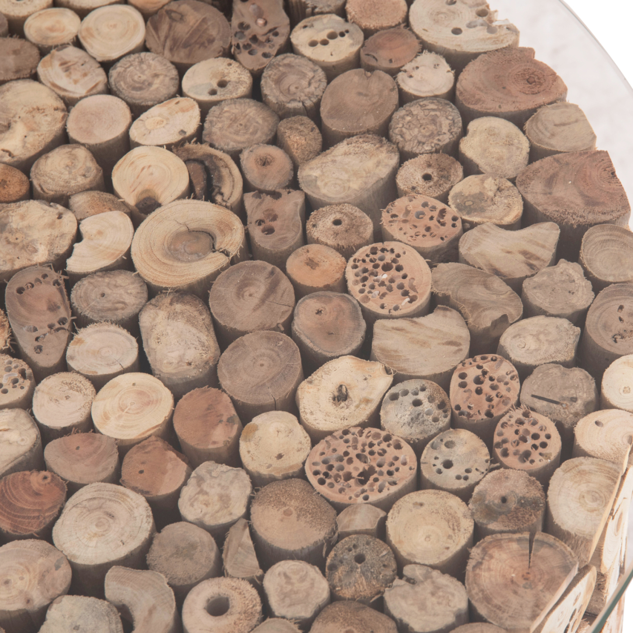 COFFEE TABLE ROUND SPARROW HM9963 DRIFTWOOD--GLASS Φ65x51.5Hcm. [7]