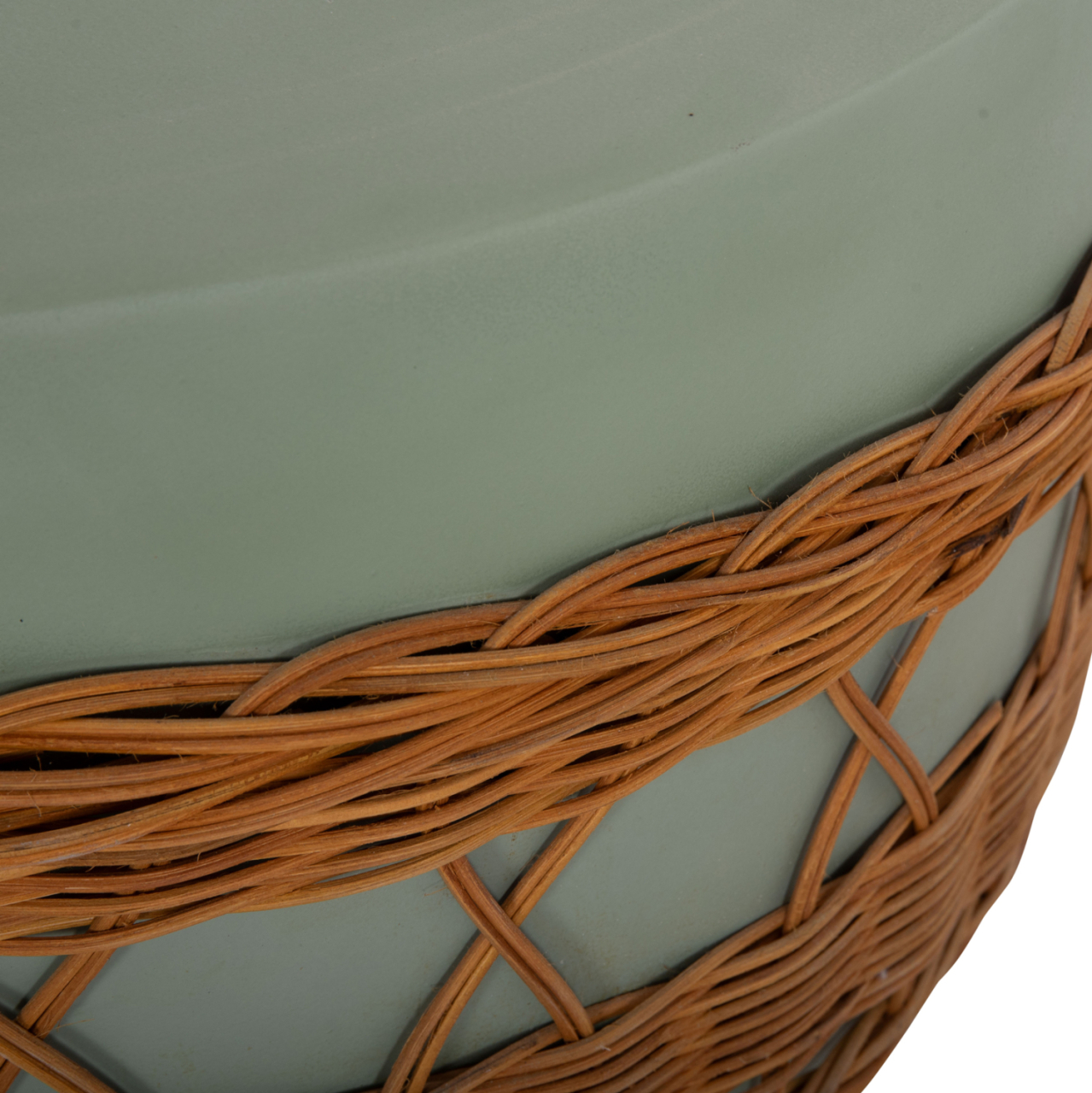 COFFEE TABLE ROUND VILHENA HM18165 FIBER CEMENT GREEN--NATURAL RATTAN Φ56x47Hcm. [9]