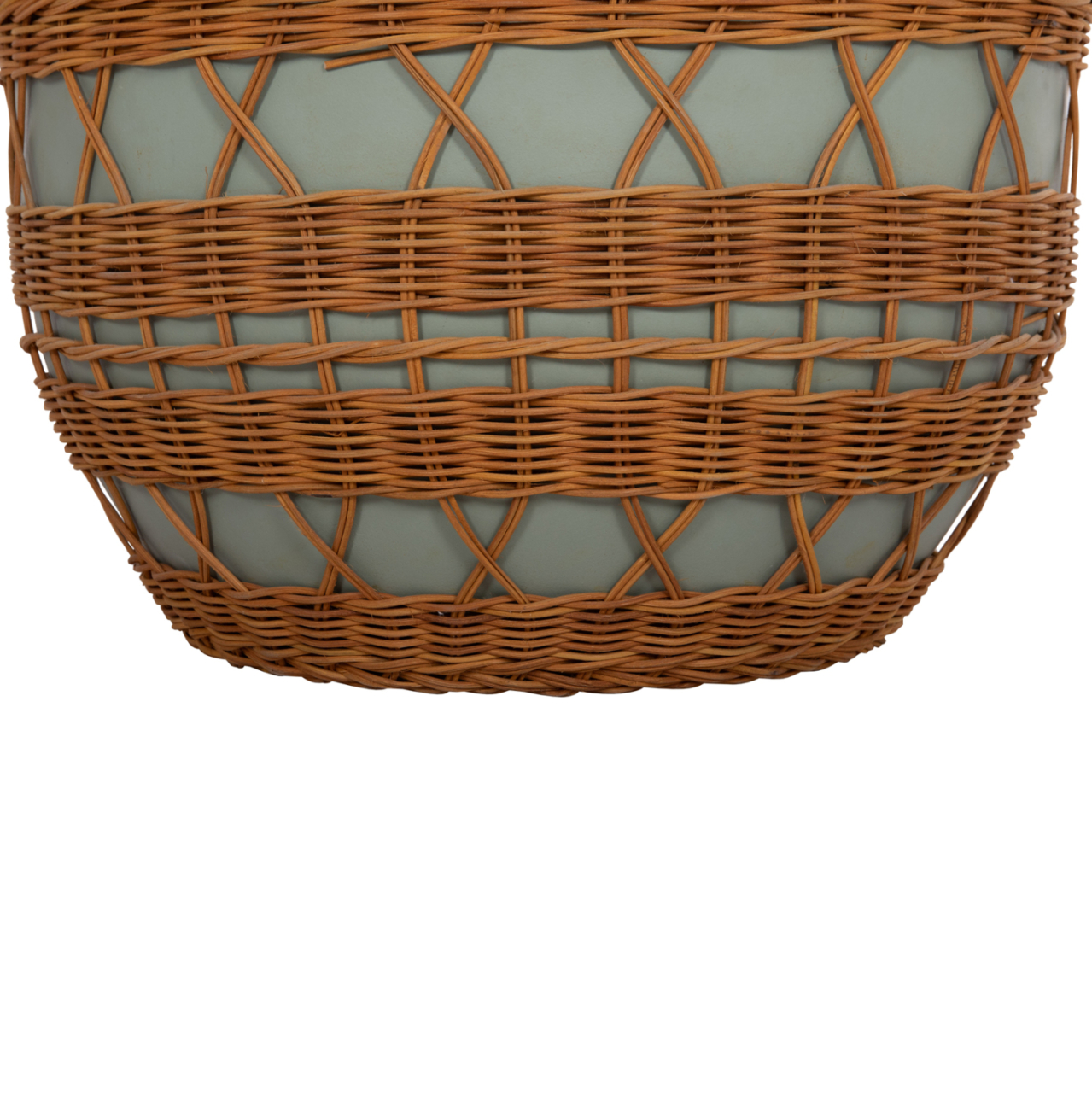 COFFEE TABLE ROUND VILHENA HM18165 FIBER CEMENT GREEN--NATURAL RATTAN Φ56x47Hcm. [5]