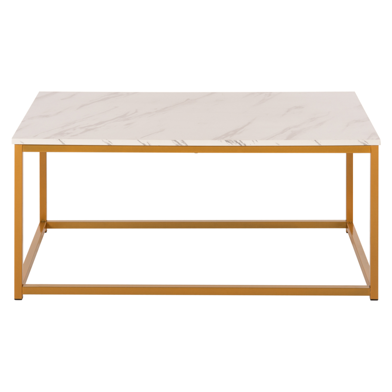 COFFEE TABLE SAFFRON HM8975.11 MELAMINE WHITE MARBLE LOOK-GOLD BASE 95x55x43.5Hcm. [3]