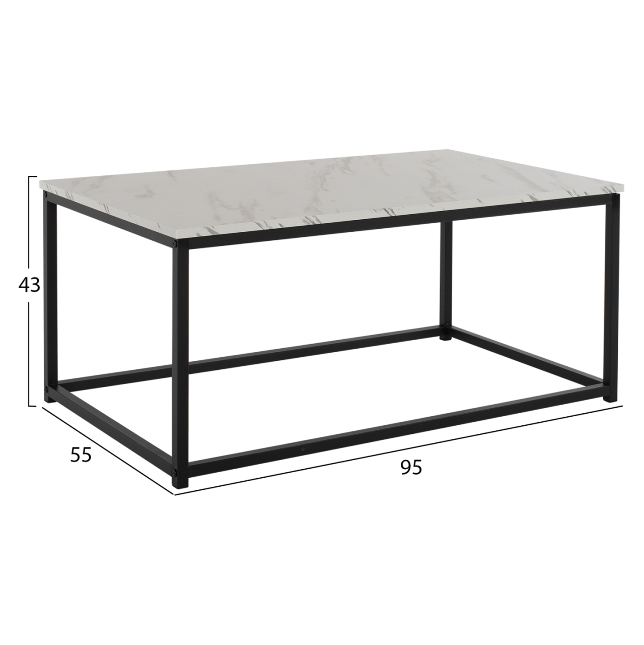 COFFEE TABLE SAFFRON HM8975.12 MELAMINE WHITE MARBLE LOOK 95x55x43Hcm. [2]