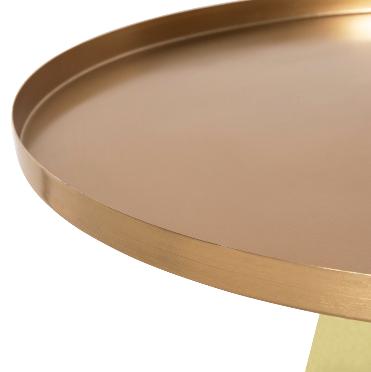 COFFEE TABLE SCAL HM9724 GREEN GLASS BASE-METAL TOP IN GOLD Φ76x43,5Hcm. [5]