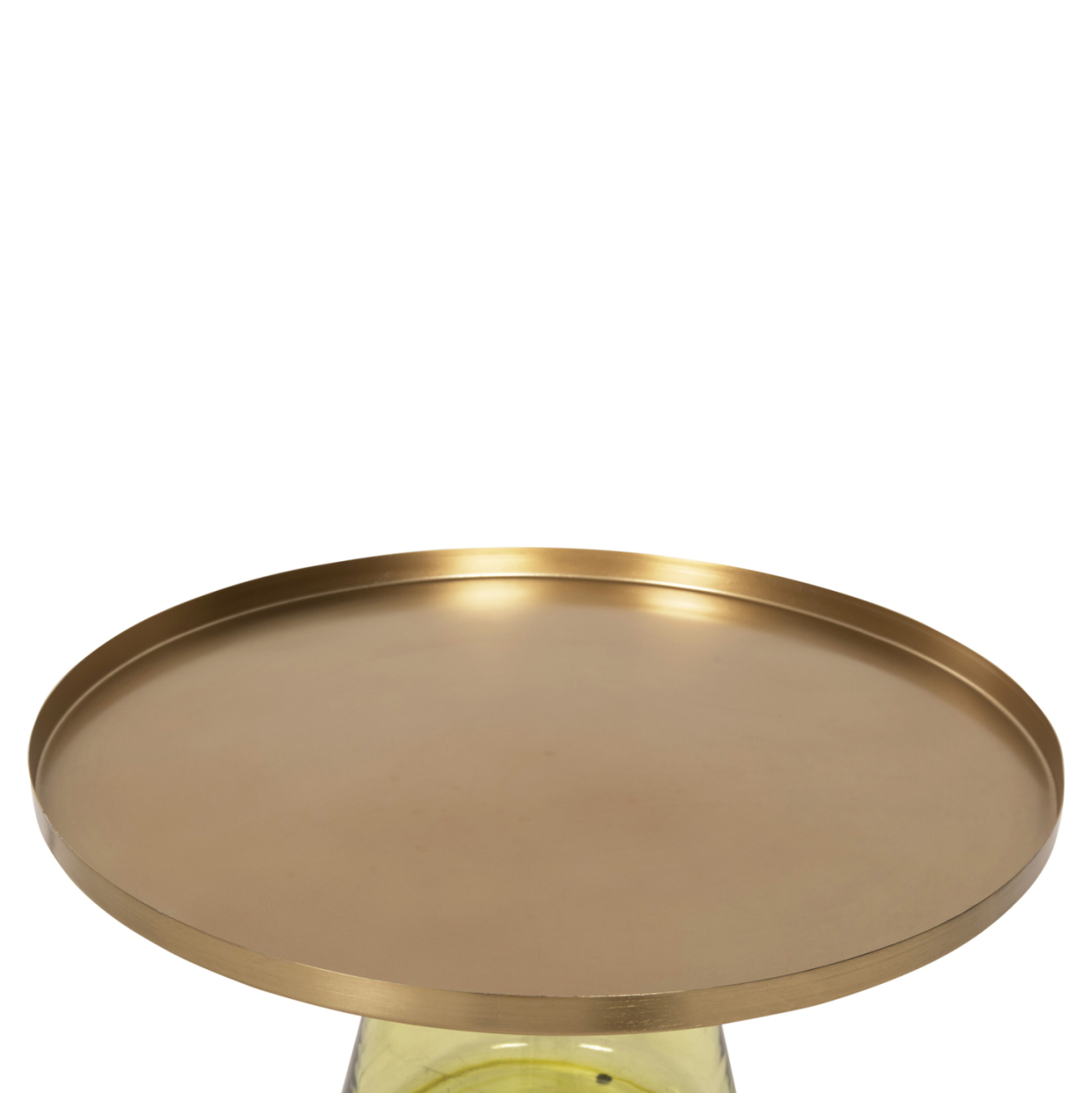 COFFEE TABLE SCAL HM9724 GREEN GLASS BASE-METAL TOP IN GOLD Φ76x43,5Hcm. [4]