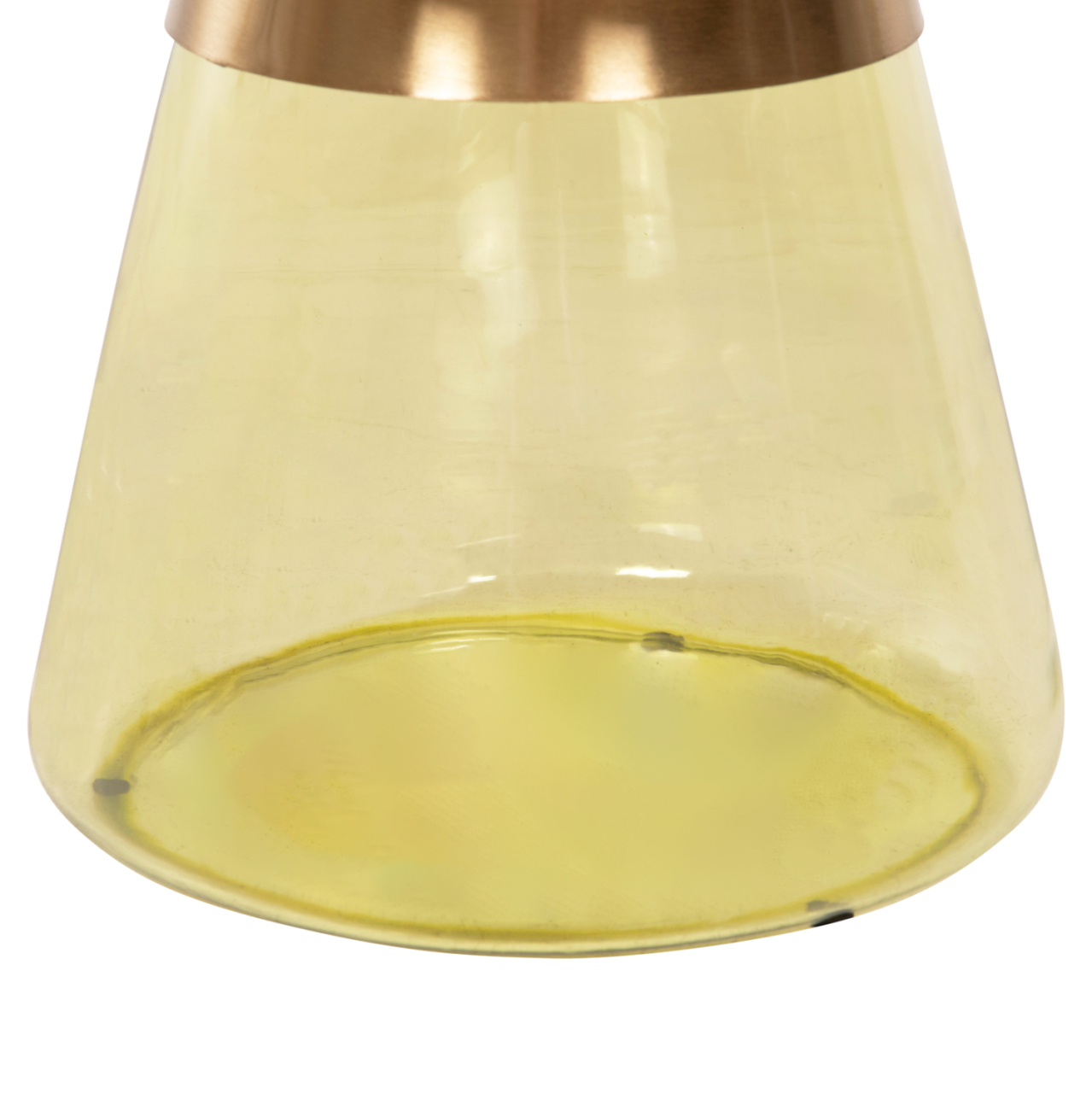 COFFEE TABLE SCAL HM9724 GREEN GLASS BASE-METAL TOP IN GOLD Φ76x43,5Hcm. [6]