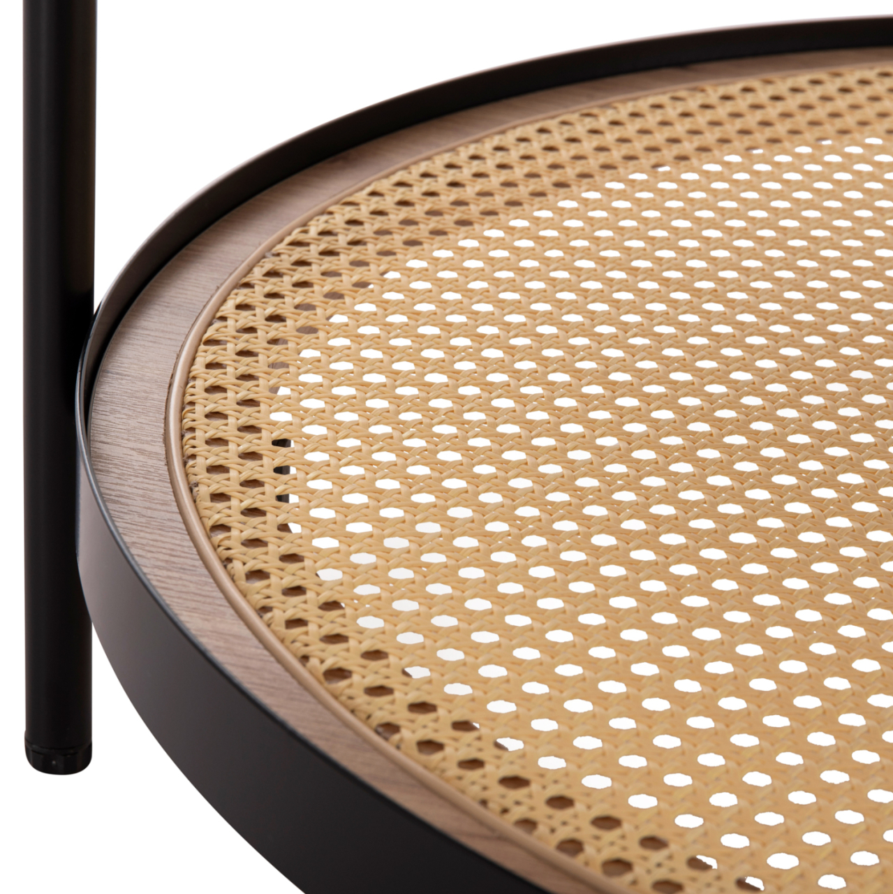 COFFEE TABLE SEITZ HM18030 GLASS TOP-METAL-RATTAN IN NATURAL Φ80x45Hcm. [4]