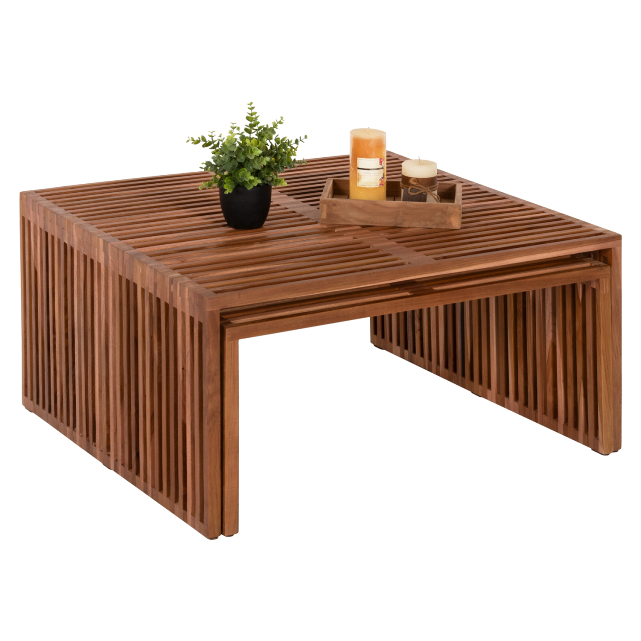 COFFEE TABLE SET OF 2 NYA HM9546 TEAK WOOD IN NATURAL COLOR 86x79x46Hcm. [3]