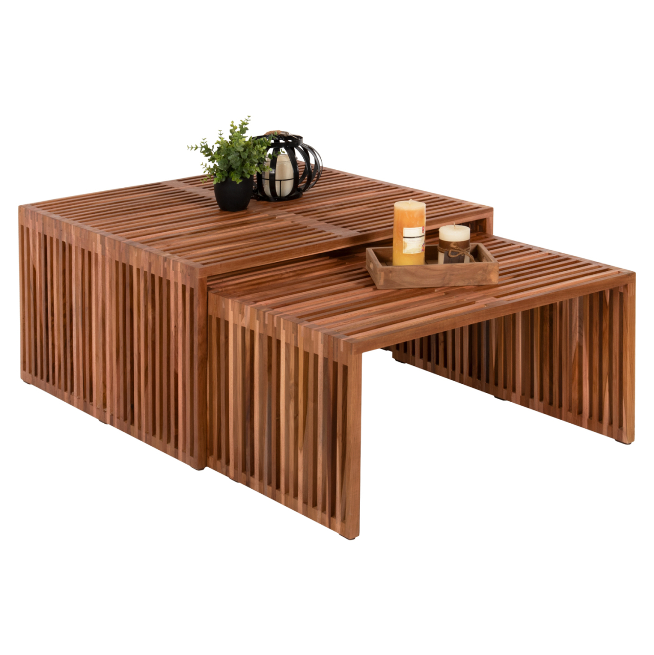 COFFEE TABLE SET OF 2 NYA HM9546 TEAK WOOD IN NATURAL COLOR 86x79x46Hcm. [4]