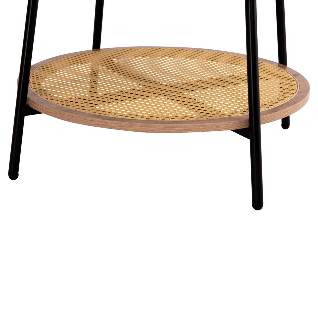 COFFEE TABLE SEWELL HM18033 MDF IN ZEBRANO-METAL LEGS-RATTAN IN NATURAL Φ80x46Hcm. [7]