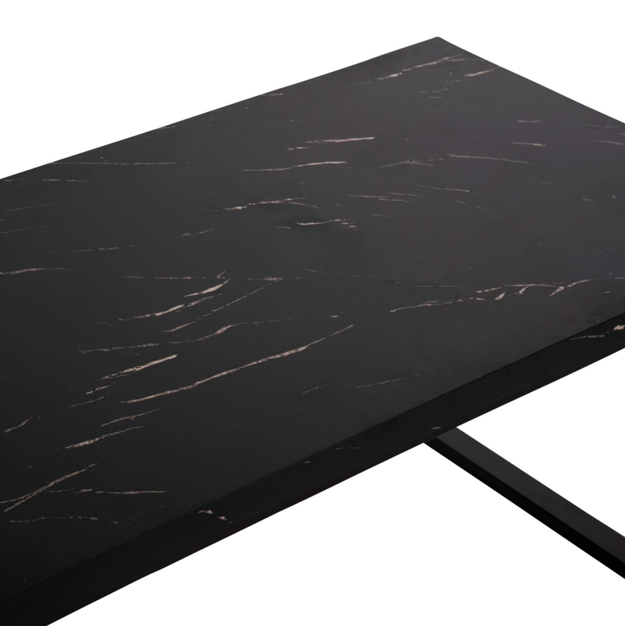 COFFEE TABLE SHABEN HM9585.01 MDF IN BLACK MARBLE TABLETOP-BLACK METAL BASE 120x60X46Hcm. [4]