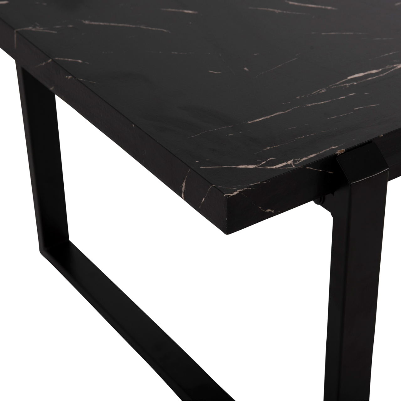 COFFEE TABLE SHABEN HM9585.01 MDF IN BLACK MARBLE TABLETOP-BLACK METAL BASE 120x60X46Hcm. [5]