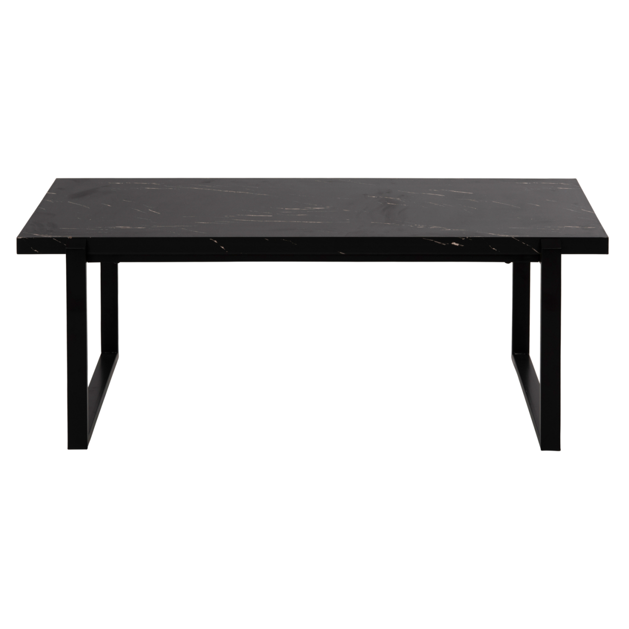 COFFEE TABLE SHABEN HM9585.01 MDF IN BLACK MARBLE TABLETOP-BLACK METAL BASE 120x60X46Hcm. [3]